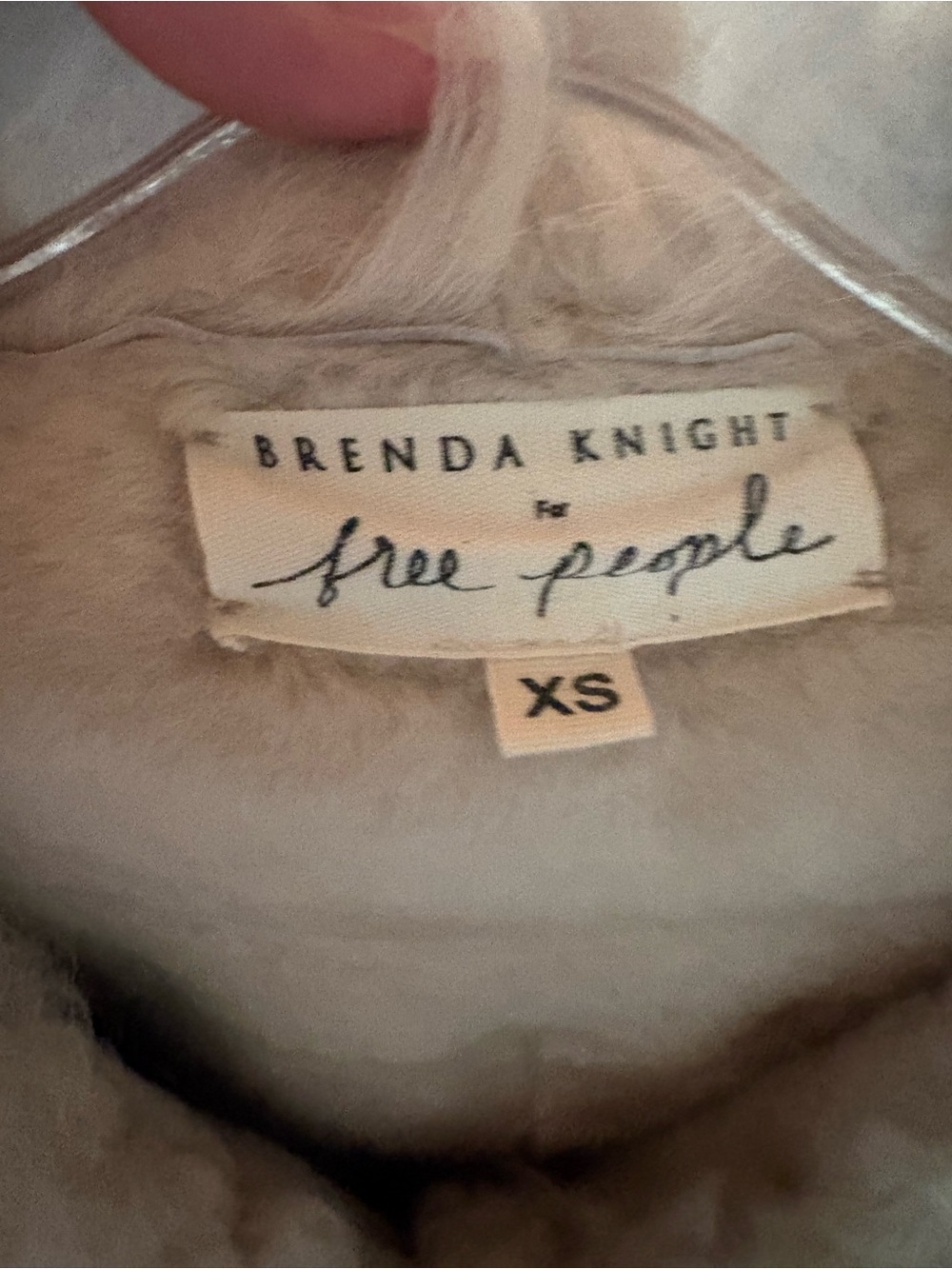 Free People x Brenda Knight Beige Suede Shearling Jacket with Fringe - Picture 3 of 4